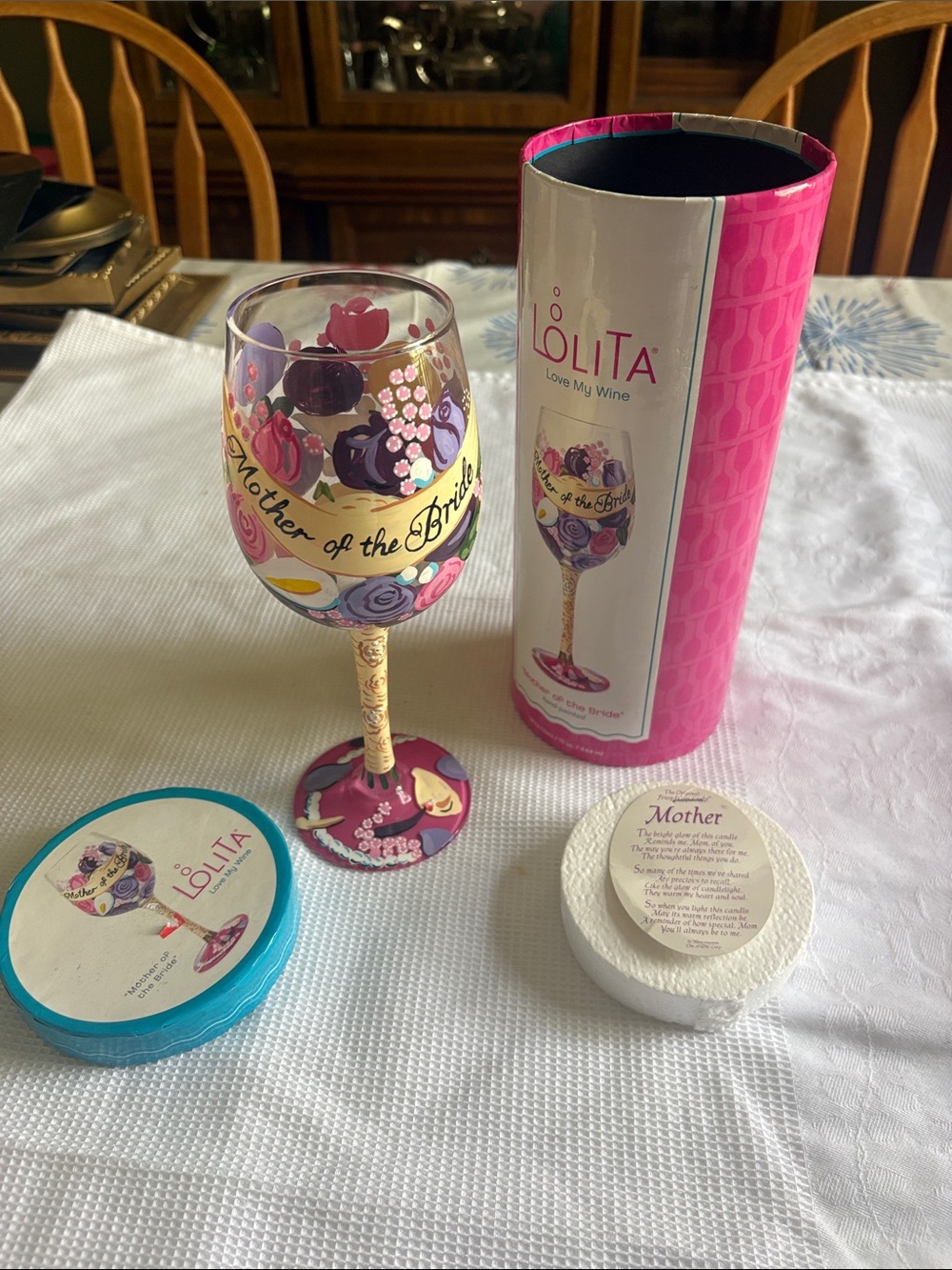 LOLITA MOTHER OF THE BRIDE WINE GLASS NWT